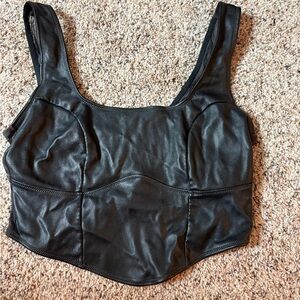 Colsie Black Faux Leather Crop Top